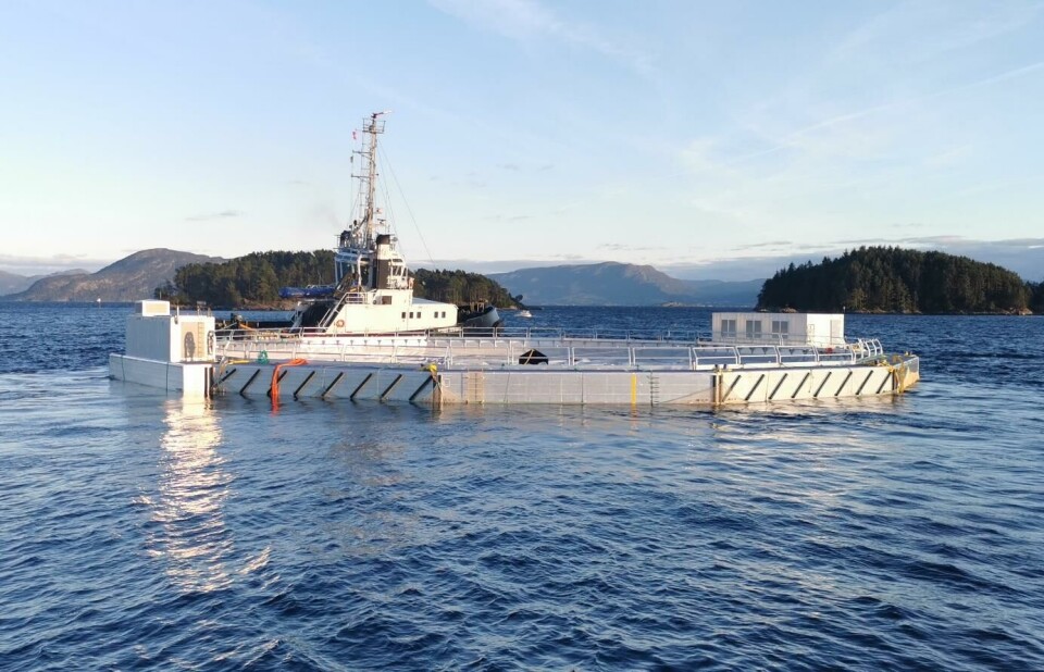 Ecomerden R30 slepeklar fra Leirvik, Stord til lokaliteten Ospeneset i Fensfjorden. Foto: Ecomerden Ecomerden R30 slepeklar fra Leirvik, Stord til lokaliteten Ospeneset i Fensfjorden. Foto: Ecomerden