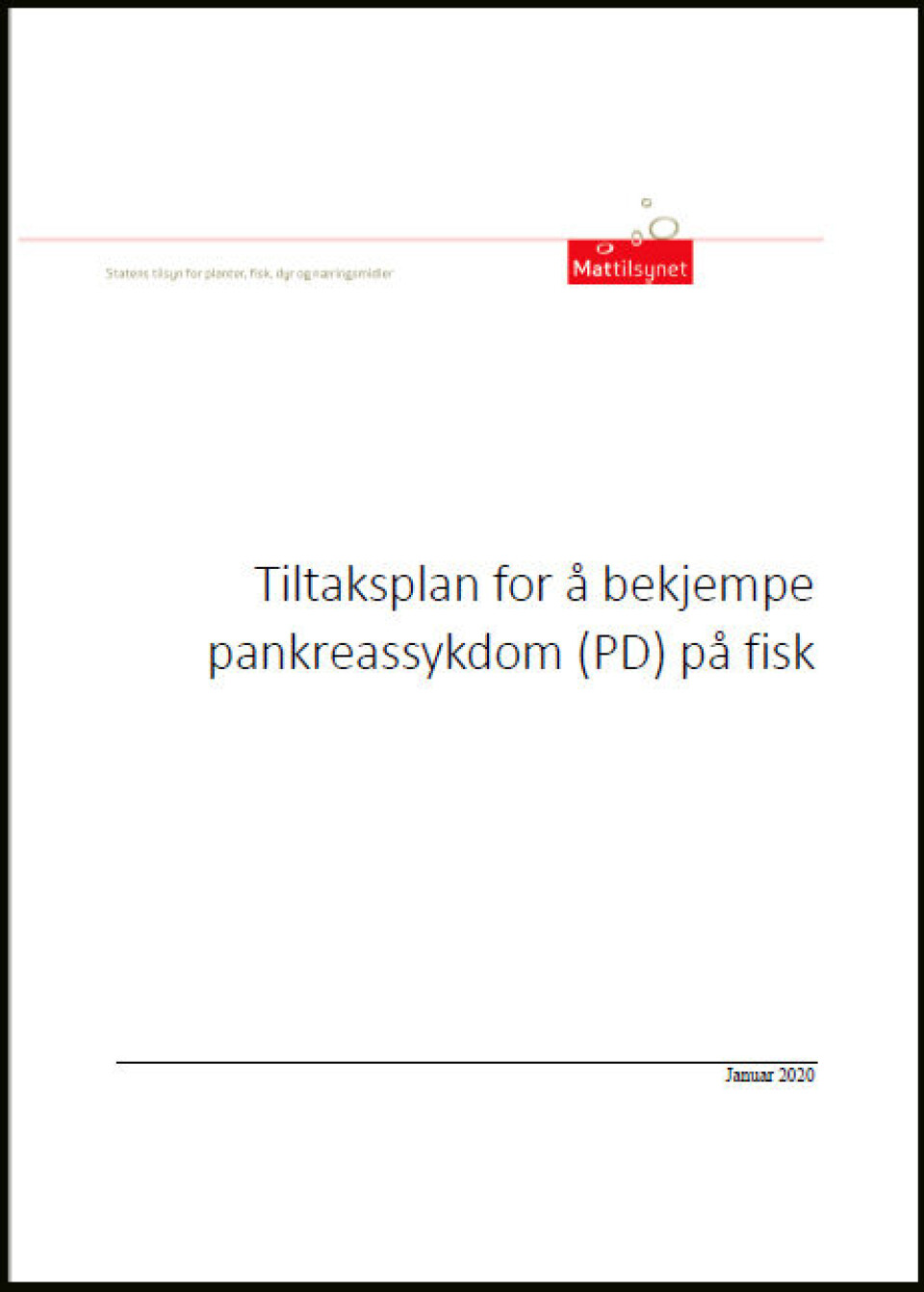Tiltaksplan for å bekjempe pankreassykdom (PD) på fisk gir ifølge Mattilsynet en oversikt over faglige og forvaltningsmessige rammer som vil legges til grunn for arbeidet med å forebygge, begrense og bekjempe PD i Norge. Se lenke til slutt i saken for å laste ned planen.