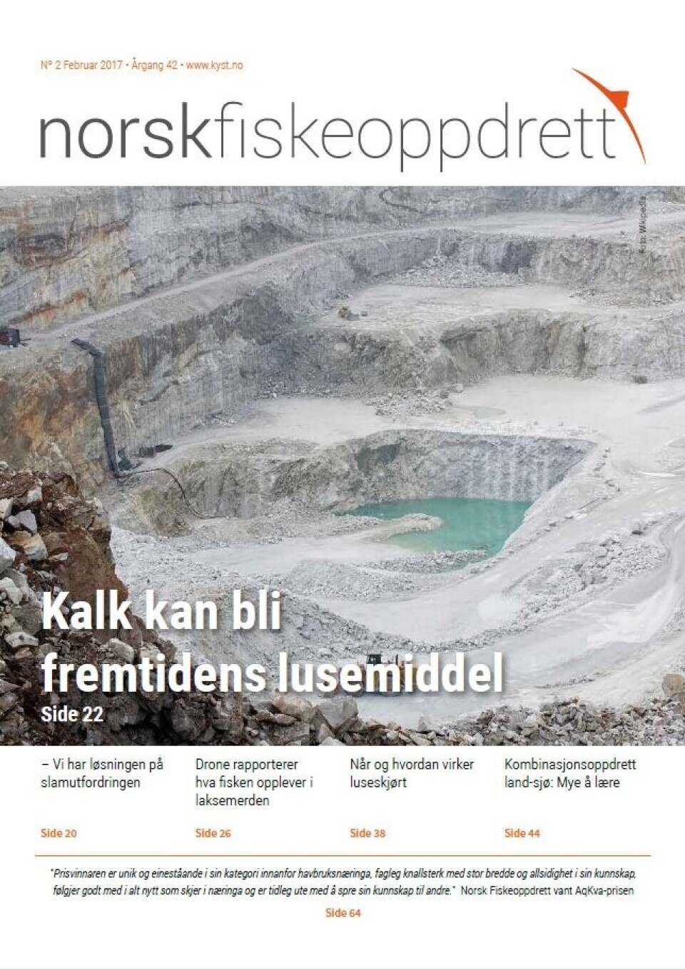 Les om kalk som mulig fremtidig legemiddel mot lus I Norsk Fiskeoppdrett nr 2.