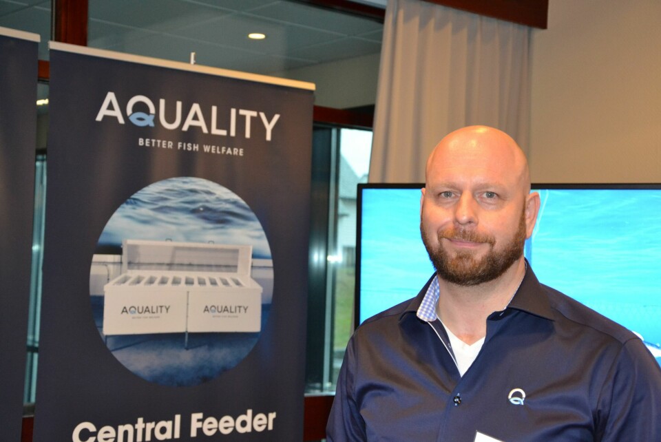 Tor Espen Skoglund fra Aquality på Aqkva Stord i starten av året. Her kan man se 'Q-en', en uke før Cermaq søkte patent på den som er nærmest identisk.