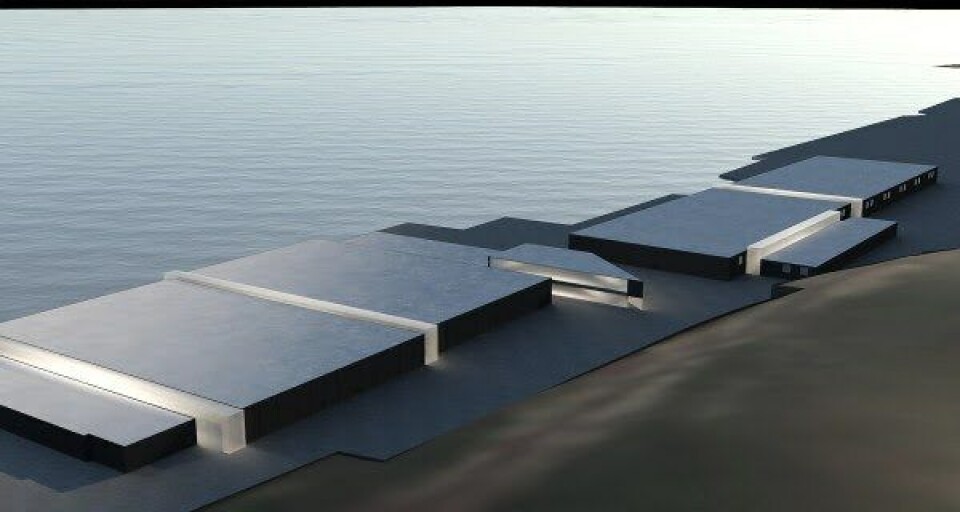 Illustrasjon av Sande Aquas landbaserte oppdrettsanlegg | Illustrasjon: LINK arkitektur