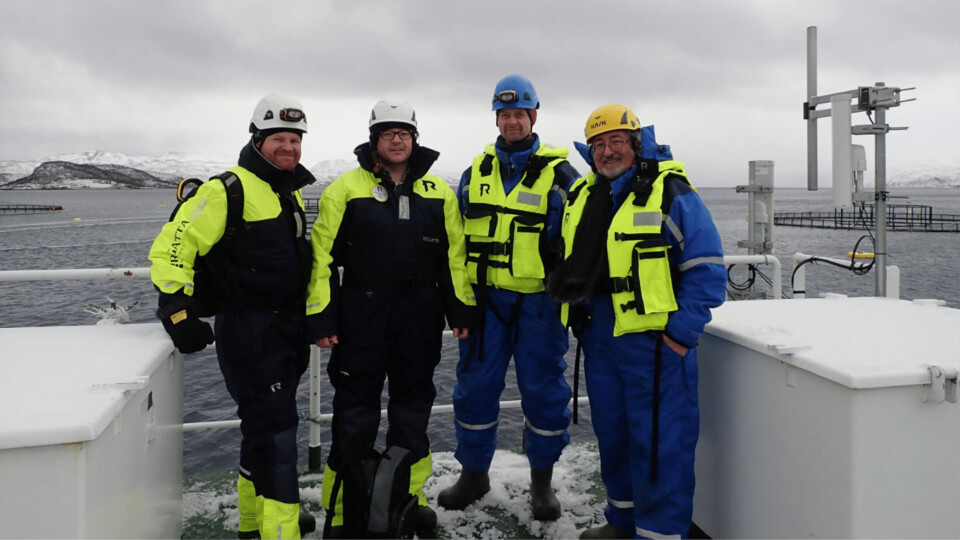 F.v Bård Worum, Tor-Arne Helle, Øyvind Gauslaa Nilsen (alle Multiconsult) og Lars-André Dahle (Norsk Akkreditering). Foto: Multiconsult.
