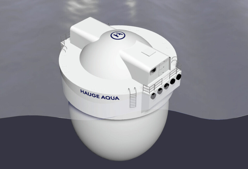 Hauge Aqua har inngått kontrakt om bygging av det første Egget med Herde Kompositt som holder til i Ølve i Kvinnherad kommune. Egg-illustrasjon:  Hauge Aqua.