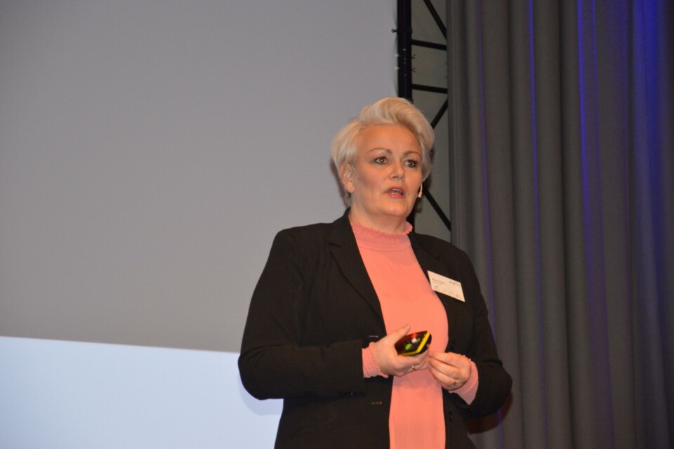 Sissel Susort i Skretting representerte både Skretting, Marine Harvest og AKVA Group under AqKva 2018. Foto: Linn Therese Skår Hosteland.
