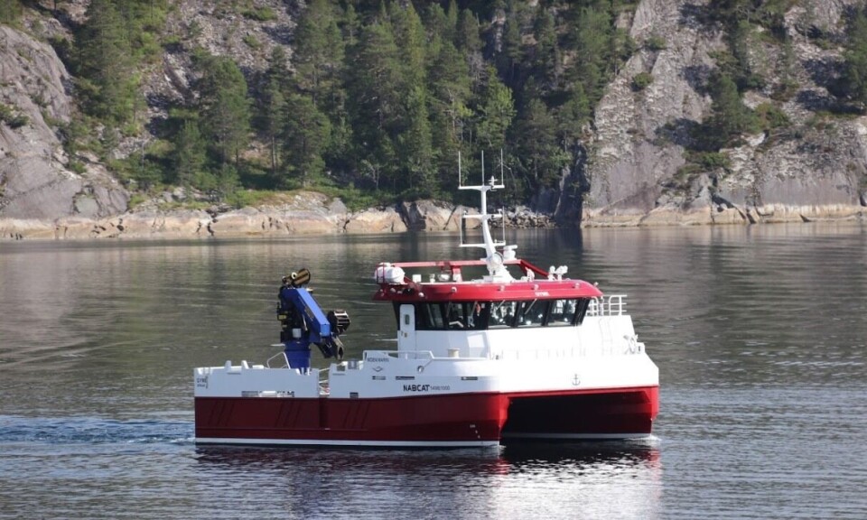 MS Gyme er en NabCat 1498 fra Moen Marin AS og blir den sjuende Moen-båten i NCS-flåten. Foto: Moen Marin. MS Gyme er en NabCat 1498 fra Moen Marin AS og blir den sjuende Moen-båten i NCS-flåten. Foto: Moen Marin.