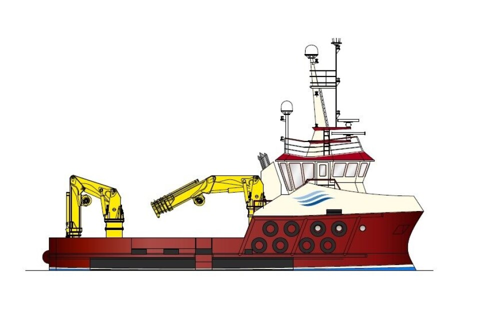 Arbeidsbåt nr 123 bygges nå av Havyard Ship og skal leveres til det skotske rederiet Inverlussa Marine Services. Et tilsvarende fartøy (byggenummer 130) bare større er nå også under planlegging og skal stå klar i september 2017. Foto: Havyard Ship.