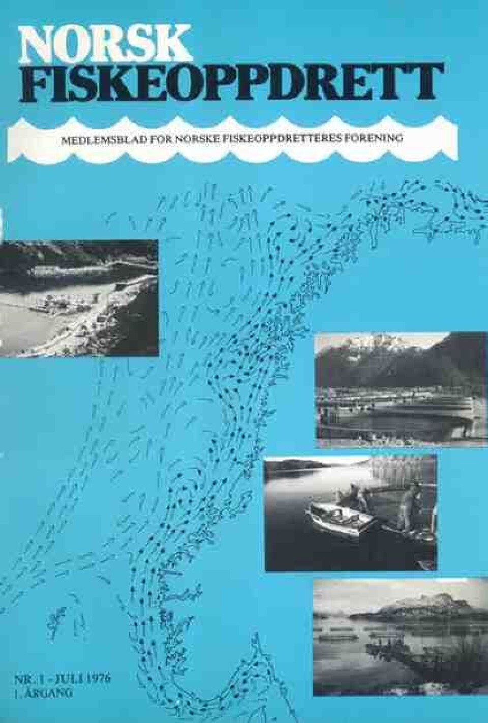 Slik så forsiden ut på Norsk Fiskeoppdrett sin første utgave i juli 1976