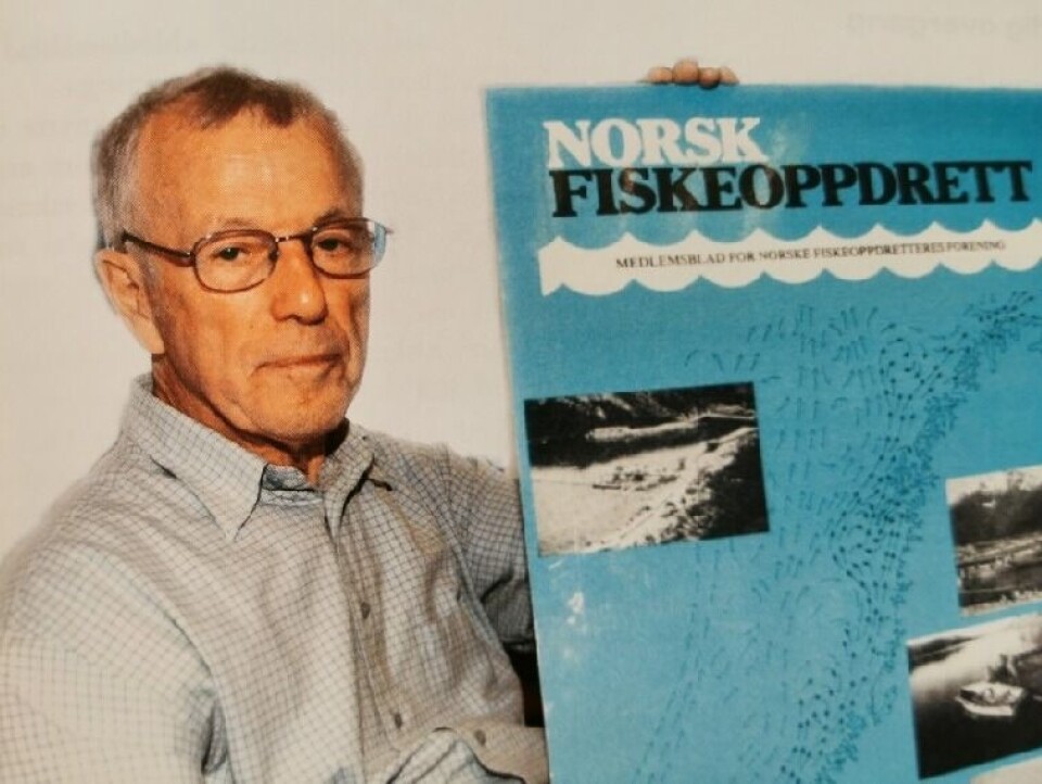 Denne mannen har en vesentlig del av æren for det norske oppdrettseventyret. Olav Hanssen fotografert i forbindelse med 30 års jubileet i Norsk Fiskeoppdrett i 2006. (NF nr 8/2006). Foto: Gustav Erik Blaalid