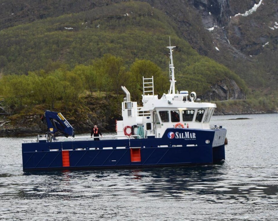 «Lomtind» - ny oppdrettskatamaran bygget ved Grovfjord Mek. Foto: Grovfjord Mek Verksted.