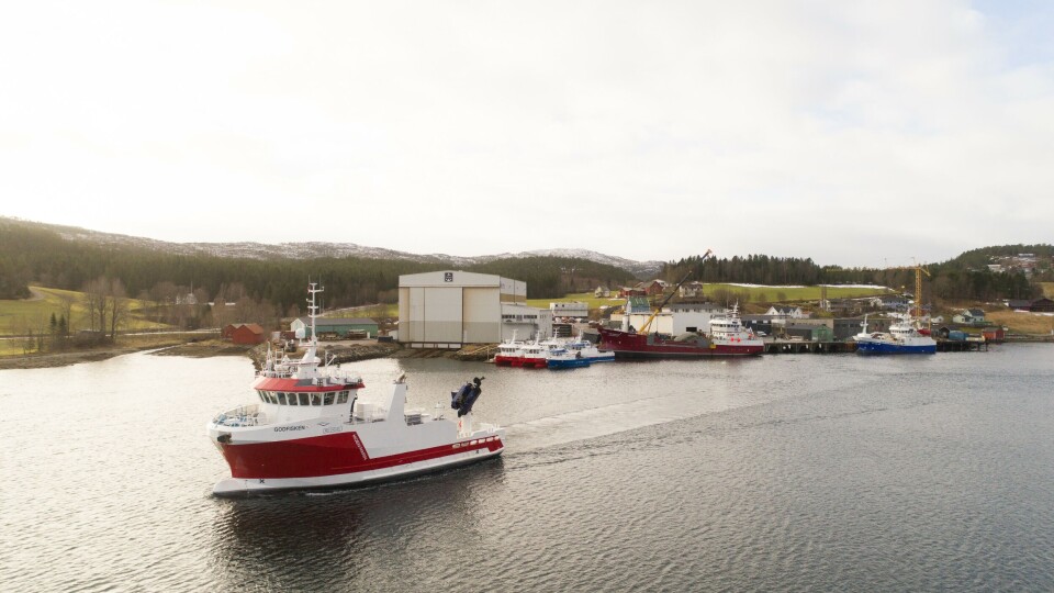 «Godfisken» forlater verftet på Kolvereid. Foto: Fo2rger «Godfisken» forlater verftet på Kolvereid. Foto: Fo2rger