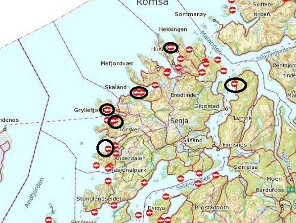 Nor Seafood sine lokaliteter rundt Senja.