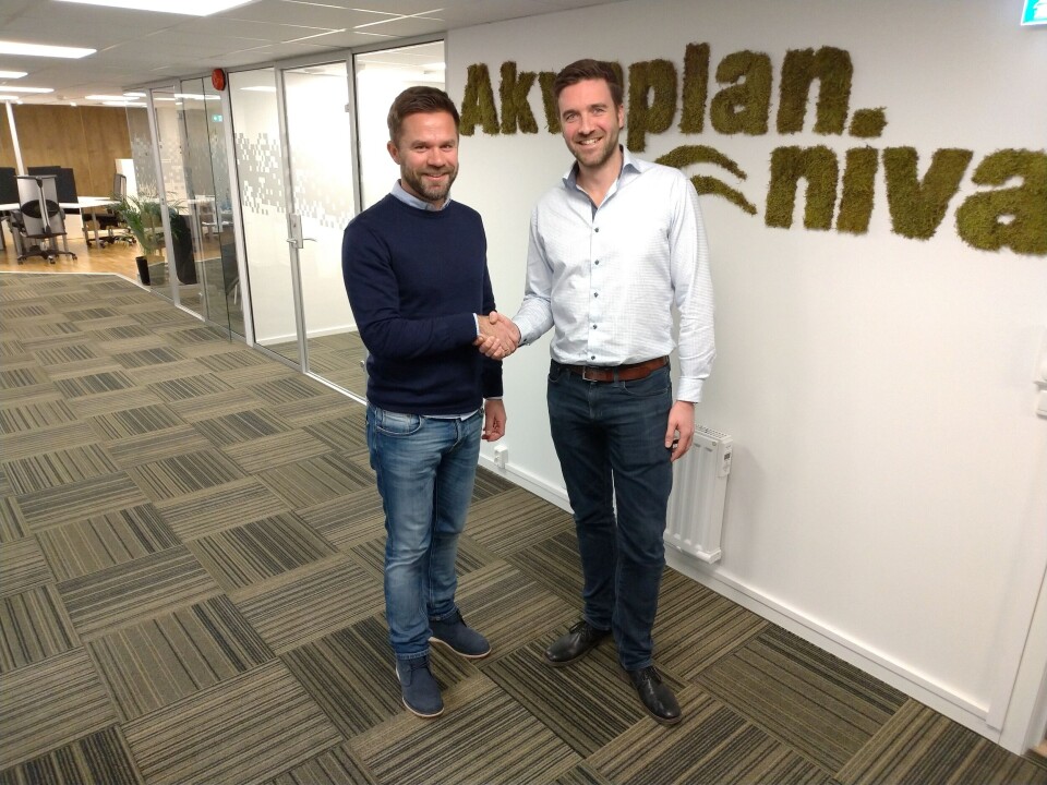 Kontorleder for Akvaplan-niva i Bodø, Tormod Skålsvik (t.v.) og Norconsults gruppeleder og markedskontakt for akvakulturmarkedet, Onno Musch. Kontorleder for Akvaplan-niva i Bodø, Tormod Skålsvik (t.v.) og Norconsults gruppeleder og markedskontakt for akvakulturmarkedet, Onno Musch.