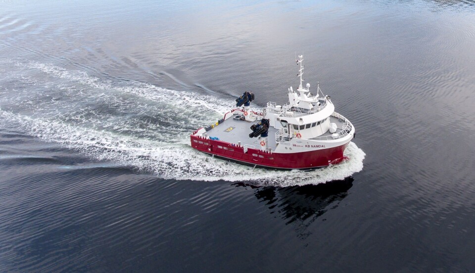 «KB Namdal» er et ettskrogs multifunksjons servicefartøy som er designet og bygget av Nærøy-selskapene Marin Design og Moen Marin. Foto: KB Dykk AS