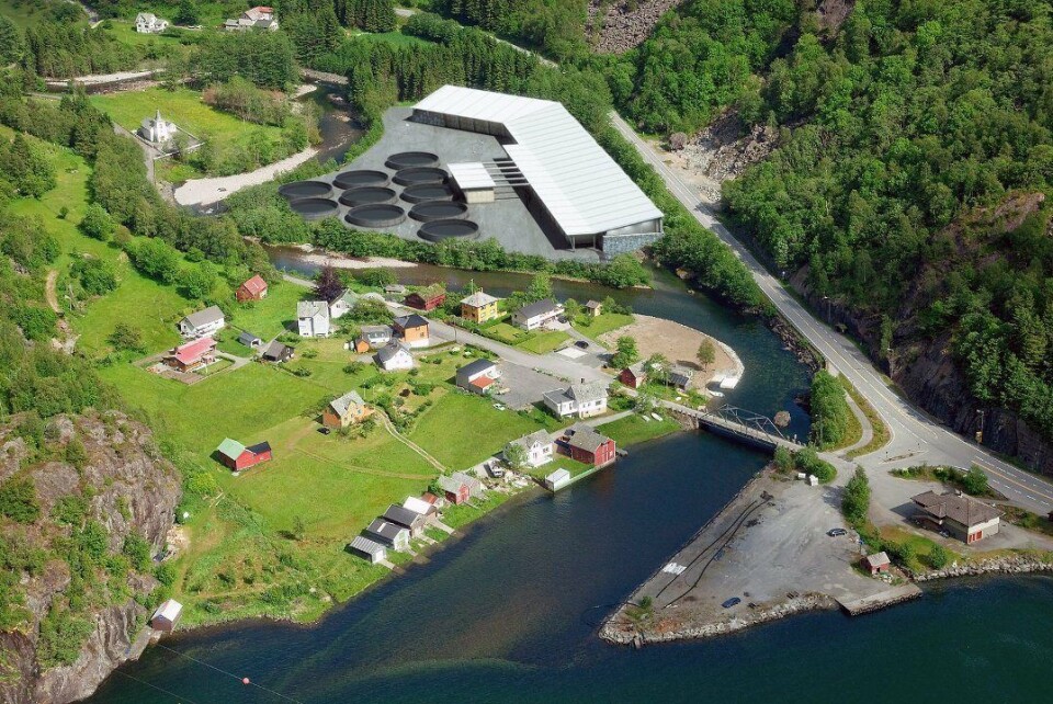 Slik ser Marine Harvest for seg at det nye RAS-anlegget i Etne i Hordaland vil se ut.