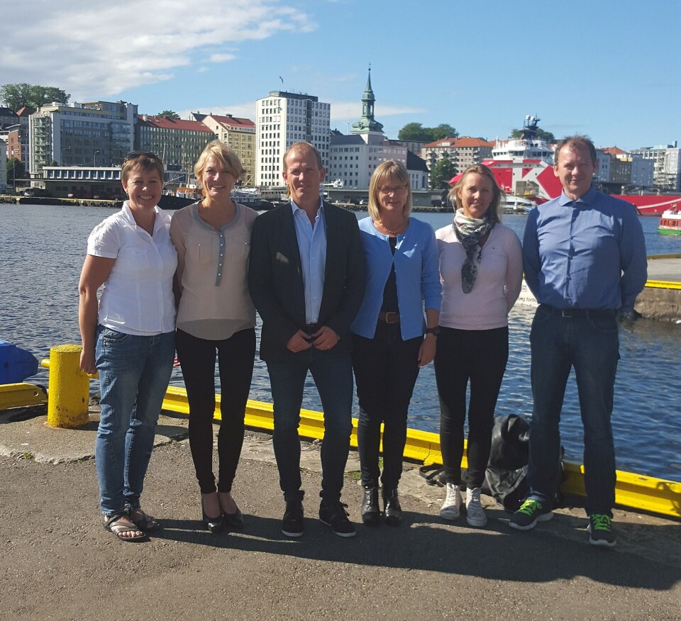 Styret i OURO (f.v.): Forretningsfører Trude H. Nordli, Aino Olaisen fra Nova Sea, Roar Paulsen fra Lerøy Midt, Heidi Hansen fra Miljødirektoratet, Ingrid Lundamo fra Marine Harvest og Ståle Hansen fra Fiskeridirektoratet. Foto: Sjømat Norge.