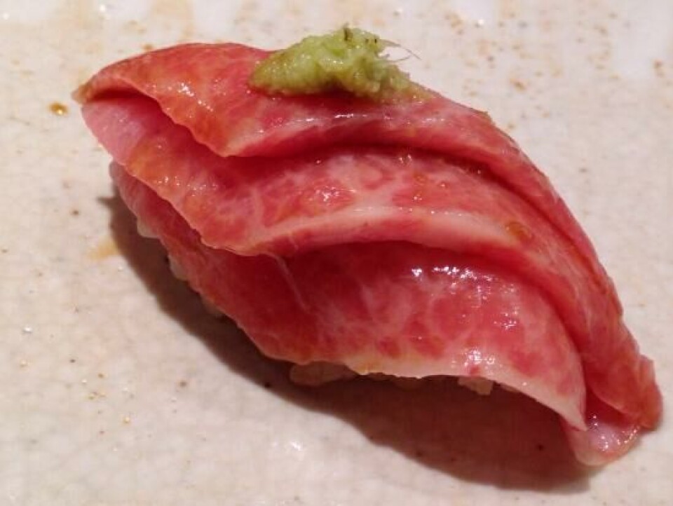 Blåfinnet tunfisk var en av høydarene under besøket hos Sushisho Masa. Foto: Ole Andreas Drønen.