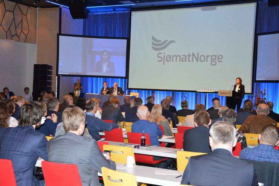 Det var mange oppdrettere og selskap representert under årets generalforsamlingen for Sjømat Norge i Bergen 7 april. Foto: Therese Soltveit.