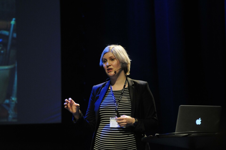 - Predasjon fra rovdyr er medvirkende årsak til den reduserte overlevelsen hos avkom av oppdrettslaks som er observert i naturen, konkluderte Monica Solberg fra Havforskningsinstituttet under Havbrukskonferansen i Bodø tirsdag. Foto: Pål Mugaas Jensen.