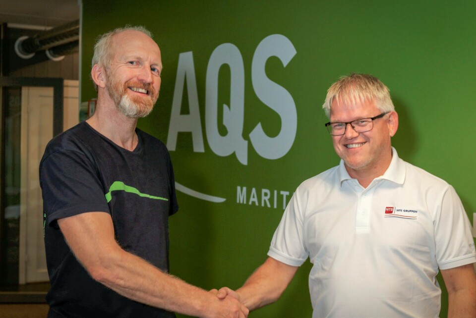 Ove Løfsnæs, daglig leder og eier av AQS, og finanssjef Roar Myhre i NTS ASA. Foto: AQS.