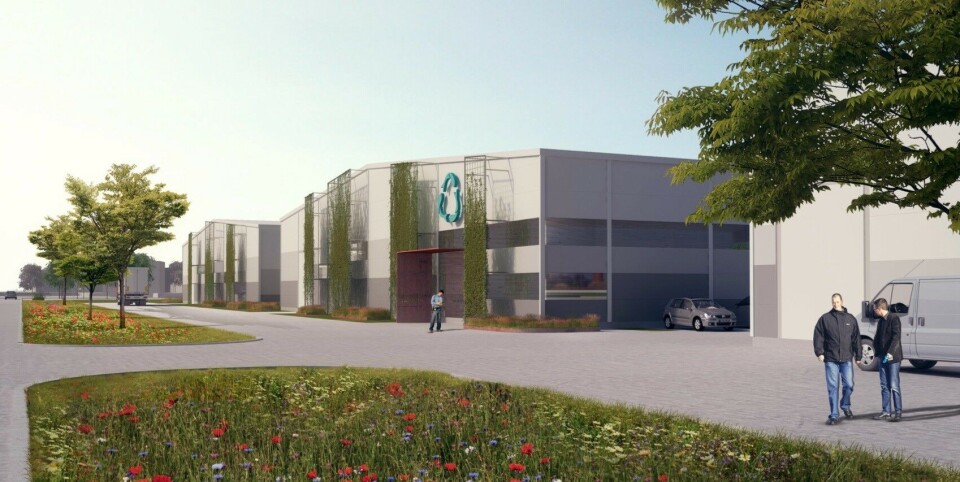 Illustrasjon av det planlagte landanlegget for laks. Foto: Fredrikstad Seafood.