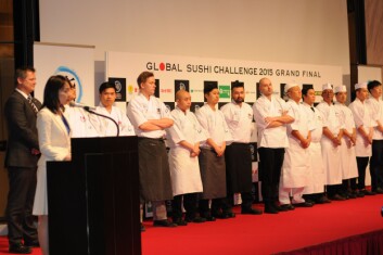 14 deltagere fra like mange land har på forhånd konkurrert seg frem til å delta i finalen i Global Sushi Challenge. Foto: Pål Mugaas Jensen