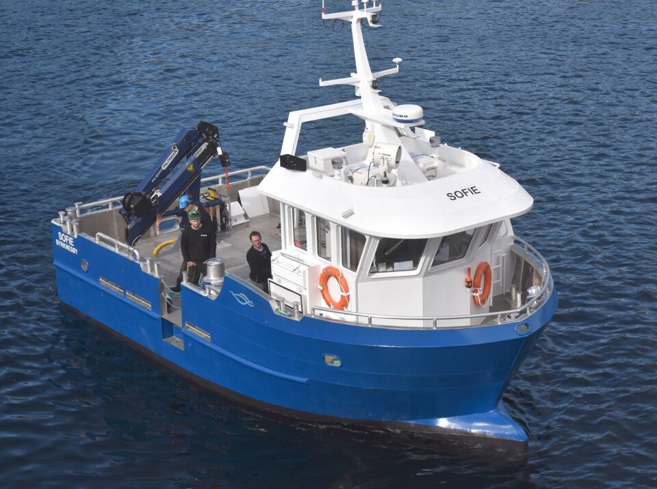 En av arbeidsbåtene levert til Firda Seafood Group tidligere i år. Foto: Tom Lysø. En av arbeidsbåtene levert til Firda Seafood Group tidligere i år. Foto: Tom Lysø.