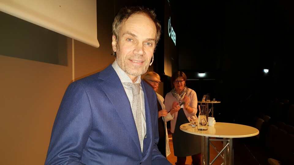 Bård Eker er en av investorene i Nordic Aquafarms som eier Fredrikstad Seafood. Investorene bruker nå pengene i Danmark. Foto: Gustav-Erik Blaalid Bård Eker er en av investorene i Nordic Aquafarms som eier Fredrikstad Seafood. Investorene bruker nå pengene i Danmark. Foto: Gustav-Erik Blaalid