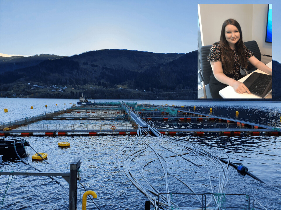 Lokasjon Blom tilhørende Lerøy Vest AS – Sjøtroll Havbruk AS. Avbildet er Marthe Brodahl, Strategy and business development manager, Mørenot Foto: Mørenot/Lerøy Seafood Group.