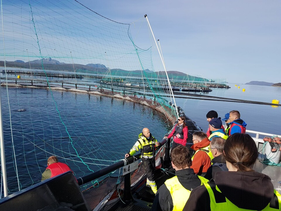 Deltakerbedrifter i Leverandørutvikling Havbruk på befaring ved havbruksanlegg i forbindelse med workshop for utvikling av løsninger for næringen. Foto: Næringshagene i Troms/Næringshagen Midt-Troms AS.