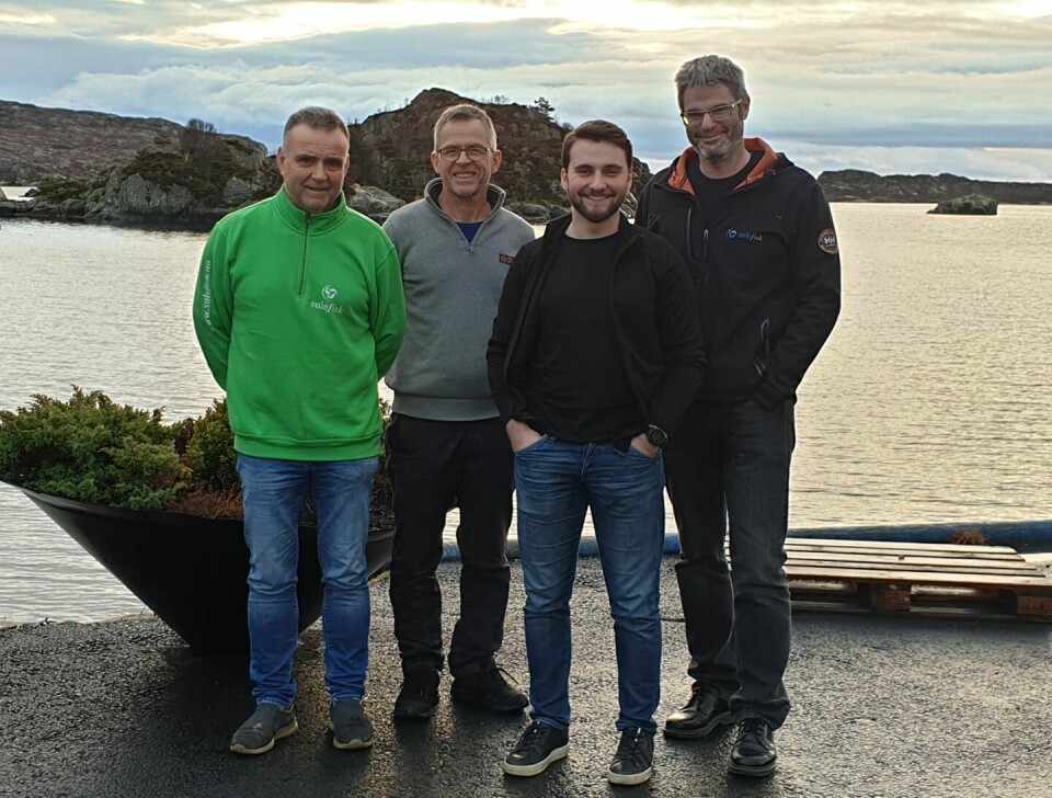 Fra venstre: Eivind, Øystein, Michael frå Sulefisk og Viktor Finseth fra Moen Marin. Foto: Sulefisk