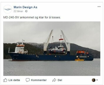 Marin Design AS som har designet fartøyet la nylig ut denne posten på Facebook. Screenshot.