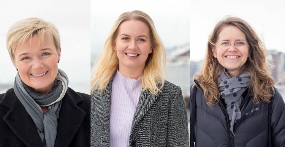 Finalistene til årets Female Entrepreneur f.v.: Grete Sønsteby i N2 Applied, Karoline Sjødal Olsen i Blue Lice, og Marit Linnebo Olderheim i Leap Learning. Foto: Charlotte Wiig.