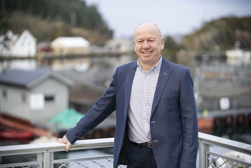 Konsernsjef og hovedeier i Bremnes Seashore, Olav Svendsen jr., stiller som gjest i Kystpodden under Aqkva-konferansen. Foto: Magne Langåker
