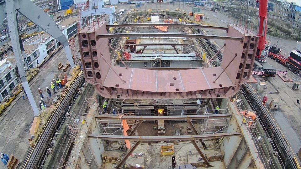 Det blir installert 35 siloer, i tillegg til lasterom på fartøyet. Foto: Damen Shiprepair