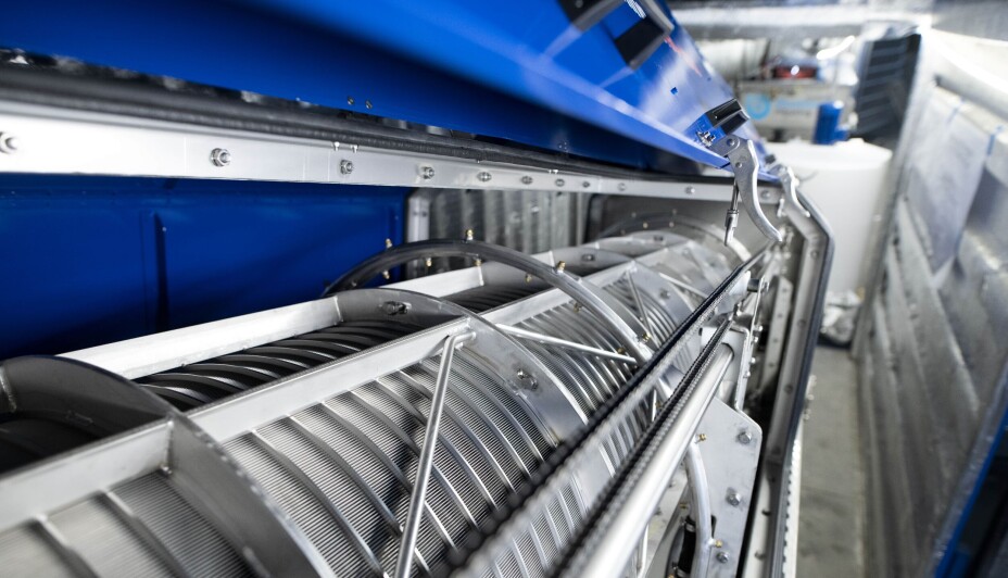 Foto fra inne i slamanlegget som ble sendt avgårde til det landbaserte anlegget til Salmon Evolution. Foto: Blue Ocean Technology