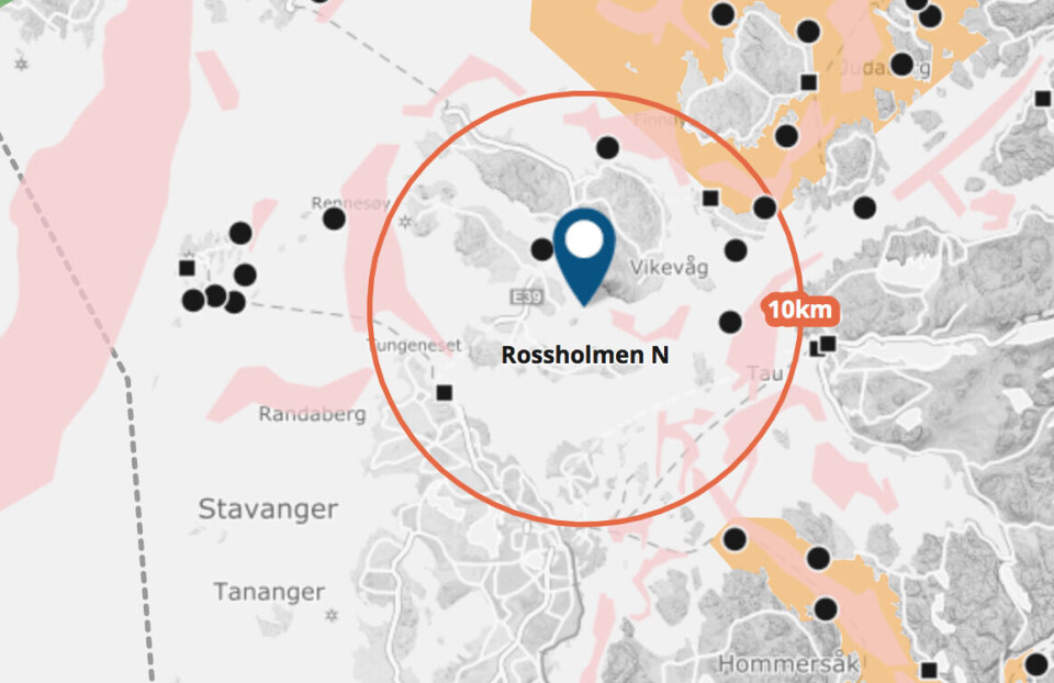 Lokalitet Rossholmen N. Skjermdump fra Barentswatch.