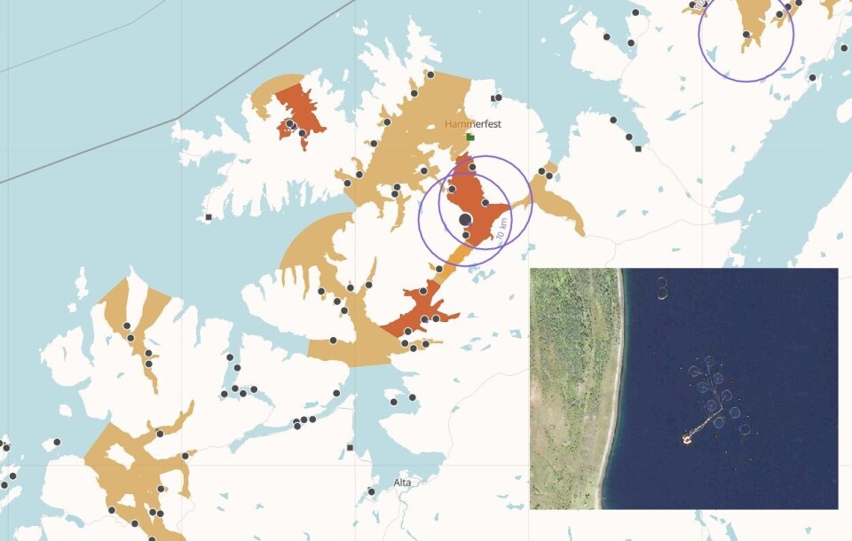 Cermaqs lokalitet Komagnes. Kart: Barentswatch, bilde: Google maps Cermaqs lokalitet Komagnes. Kart: Barentswatch, bilde: Google maps