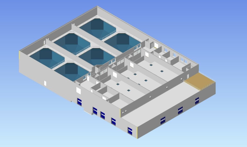 Sande Settefisk skal etablere nye avdeling for produksjon av postsmolt. Illustrasjon: Sande Settefisk