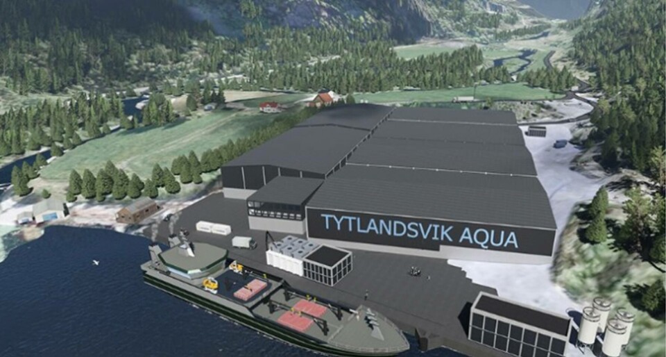 Tytlandsvik Aqua, som ligg i Hjelmeland kommune i Rogaland, har i dag, skal bli bygt gjennom 3 byggetrinn. No skal ein i gong med det andre. Illustrasjon: Tylandsvik Aqua. Tytlandsvik Aqua, som ligg i Hjelmeland kommune i Rogaland, har i dag, skal bli bygt gjennom 3 byggetrinn. No skal ein i gong med det andre. Illustrasjon: Tylandsvik Aqua.