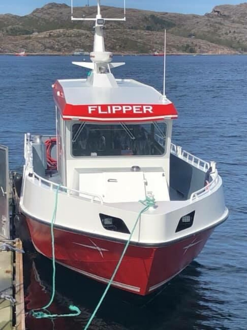 Personalbåten Flipper har to motorer, og toppfarten ligger på ca. 36 knop. Foto: Seløy Sjøfarm AS.