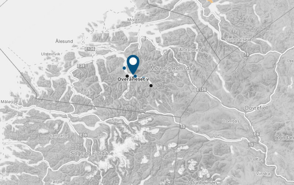 Det ble meldt om rømming fra Fjordlaks lokaliteten 21 juni. Kart: Barentswatch.