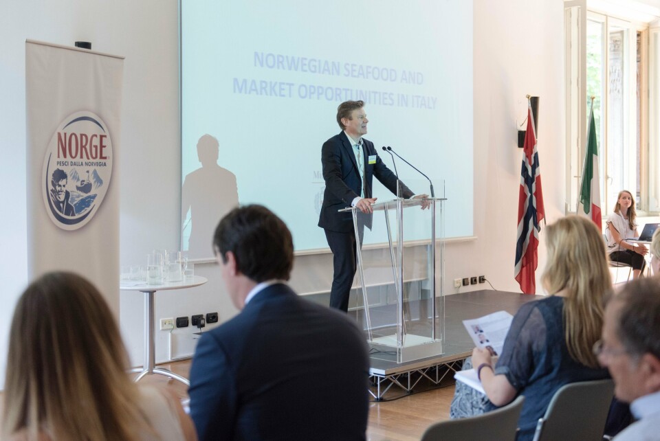 Trym Eidem Gundersen her på Sjømatseminaret i Milano 2016. Foto: Norges Sjømatråd.
