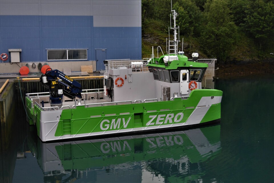 Den elektriske båten Astrid Helene har fått navn etter mor til daglig leder Bård Meek-Hansen, og selskapet håper nå at de kan levere enda flere slike fartøy til oppdrettsnæringen. Foto: Grovfjord Mek. Verksted.