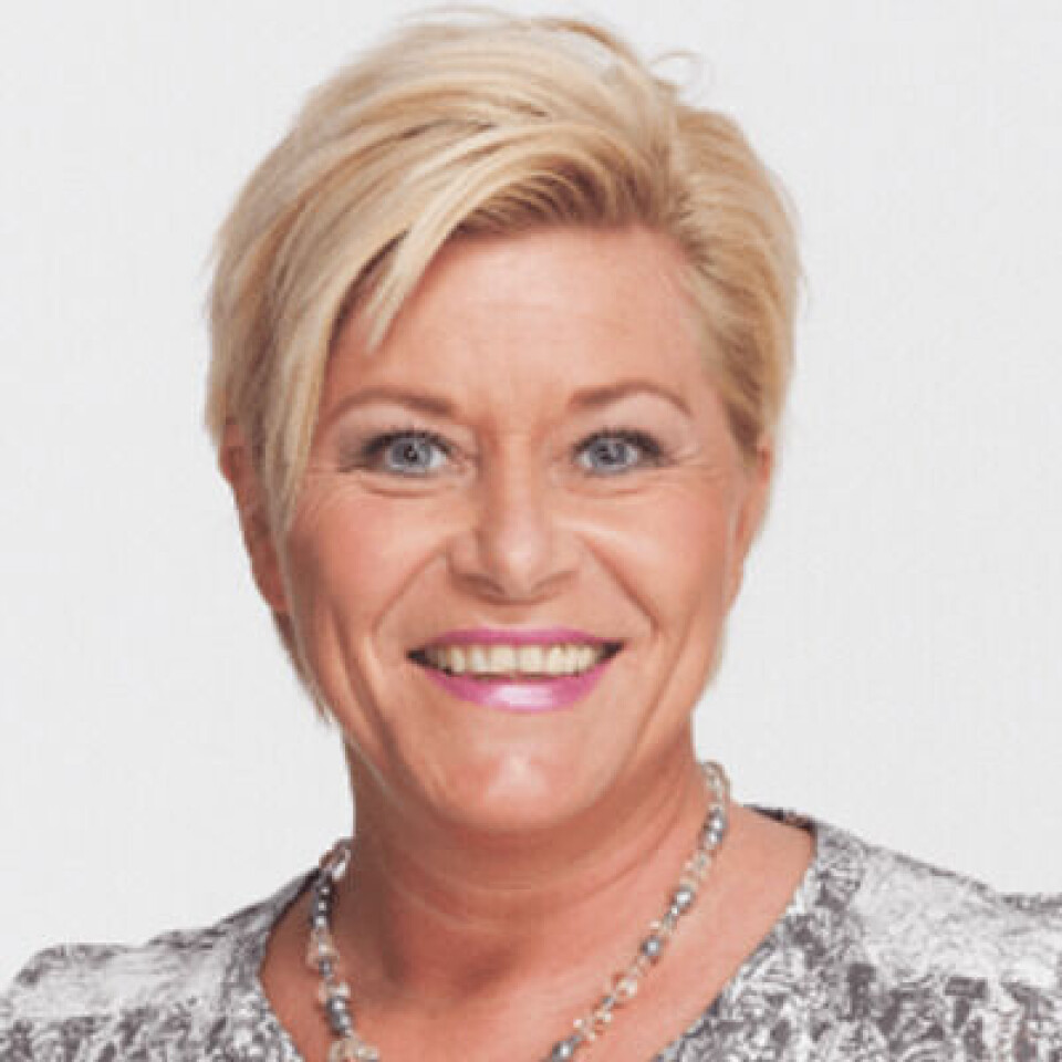 Siv Jensen mener det er klokt av partikollega Per Sandberg å nå gå av som nestleder og fiskeriminister i FrP. Foto: Twitter.