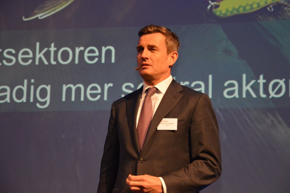 - Det har vært en fiskefest på børsen, og det bare understreke hvor viktig sjømatsektoren er for DNB, sier Harald Serck-Hanssen konserndirektør og ansvarlig for sjømatsektoren i selskapet. Foto: Therese Soltveit.