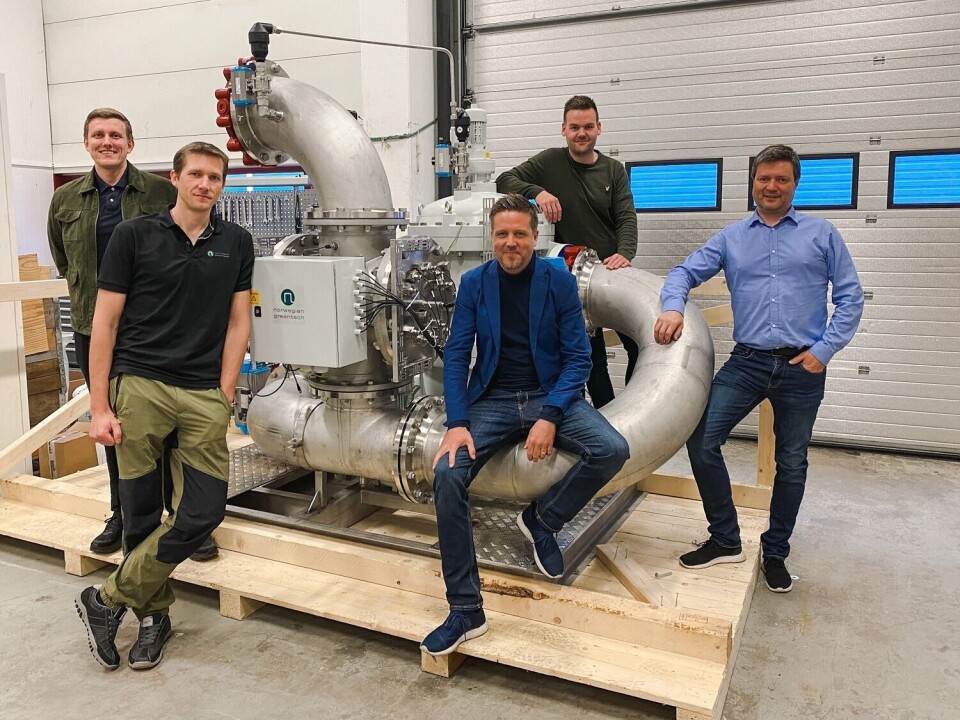 Dagleg leiar Håvard Gjelseth saman med den nye leiargruppa i Norwegian Greentech. F.v. Oddvar Johan Roseth (bak), Algis Paulauskas, Børge Gjelseth, Kristoffer Berge (bak) og Håvard Gjelseth. Foto: NGT