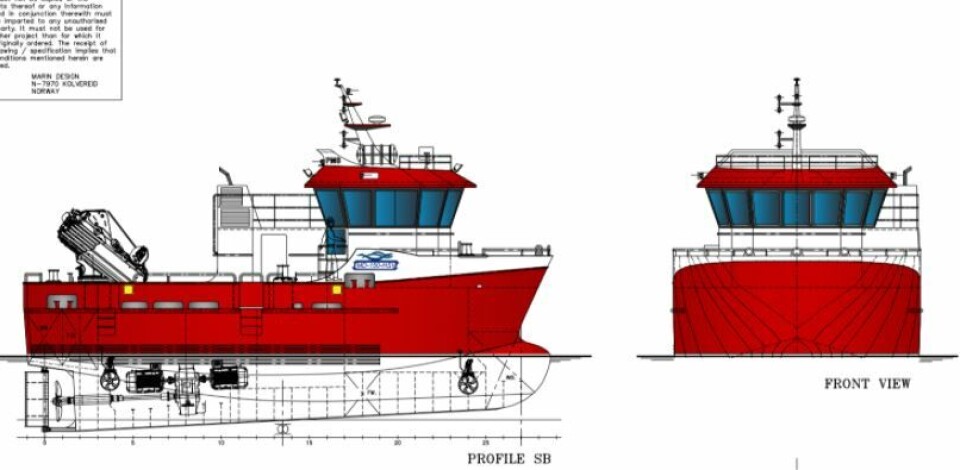 Det er Marin Design  som har tegnet fartøyet. Illustrasjon: Marin Design