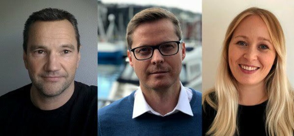 Frank Isaksen, Jon Hallvard Oddstøl og Anna Reibo Jentoft starter i Sjømatrådet. Foto: Sjømatrådet. Frank Isaksen, Jon Hallvard Oddstøl og Anna Reibo Jentoft starter i Sjømatrådet. Foto: Sjømatrådet.