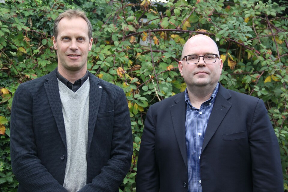 Jörn Tölle, Instrumentation Manager for Latin America at Hach and Thomas Mitchell, Vice President of the Commercial Team at Sea-Bird Scientific. Photo: Daniella Balin, Salmonexpert. Jörn Tölle, Instrumentation Manager for Latin America at Hach and Thomas Mitchell, Vice President of the Commercial Team at Sea-Bird Scientific. Photo: Daniella Balin, Salmonexpert.