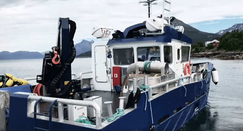 Servicebåten «Havørn» er nå til uttesting, og skal om to uker ut i daglig drift på merdkanten. Foto: Skjermdump fra Arctic Aqua video. Servicebåten «Havørn» er nå til uttesting, og skal om to uker ut i daglig drift på merdkanten. Foto: Skjermdump fra Arctic Aqua video.